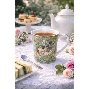 William Morris Strawberry Thief Set of 2 FINE China Mugs Leonardo Collection NIB